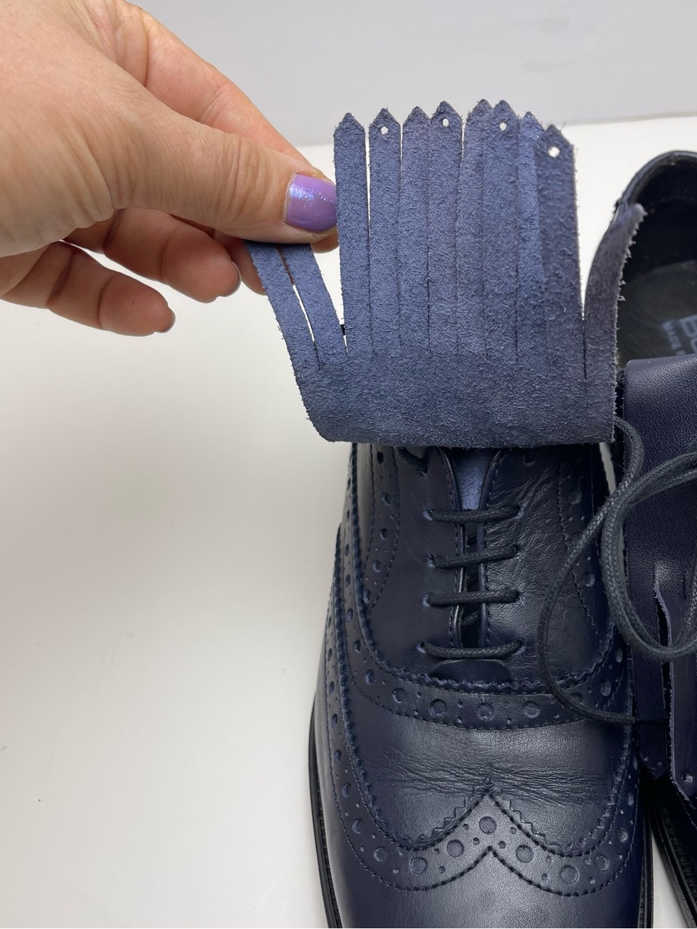Boemos Women’s Indigo Leather Fringe Kiltie Brogue Wingtip Oxford Lace-Up EU38 - Picture 4 of 16